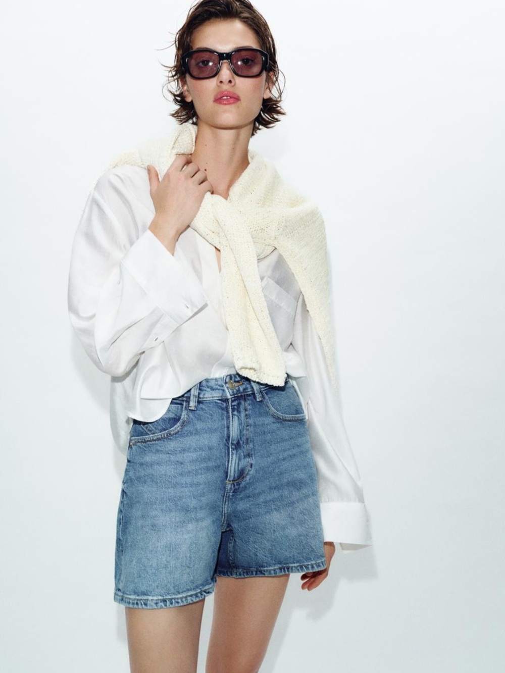 Zara Light Blue Denim Mom Shorts